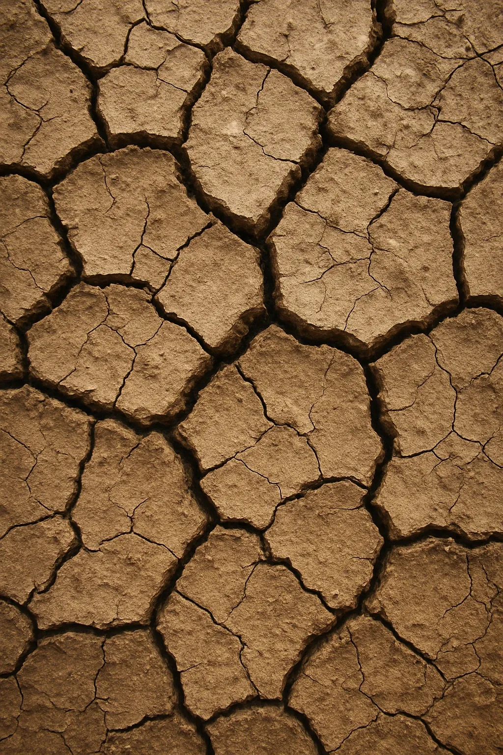 Parched, deeply cracked earth stretching to the horizon